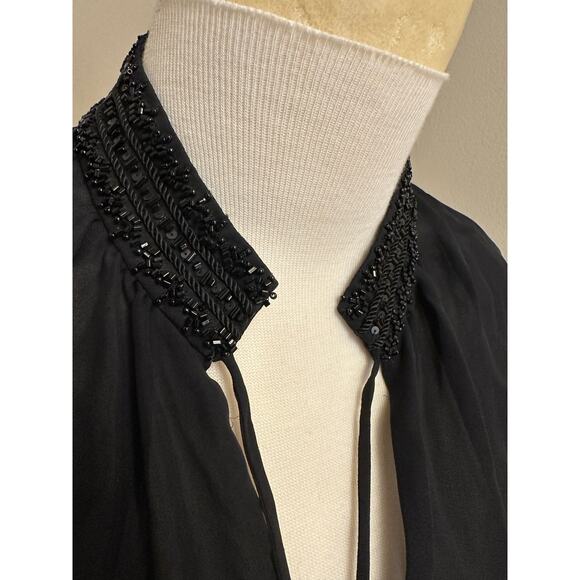 Oscar de la Renta Black Beaded Embroidery Blouse Sz M/L - Picture 2 of 7
